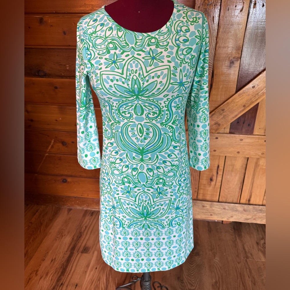 JESN PIERRE KLIFA DESIGNER Green Patterned Dress